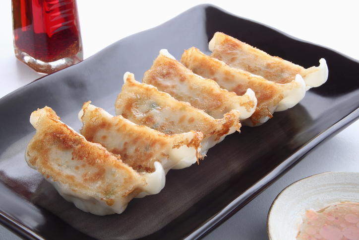 Pot Stickers with Dumpling Sauce and Chili Oil