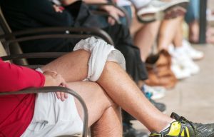 Icing down the knee after playing