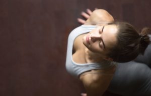 Top view of upward facing dog or cobra yoga pose