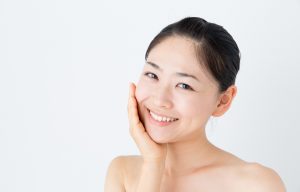 portrait of attractive asian woman beauty image on white background