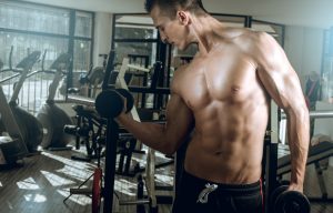 Man doing biceps curls